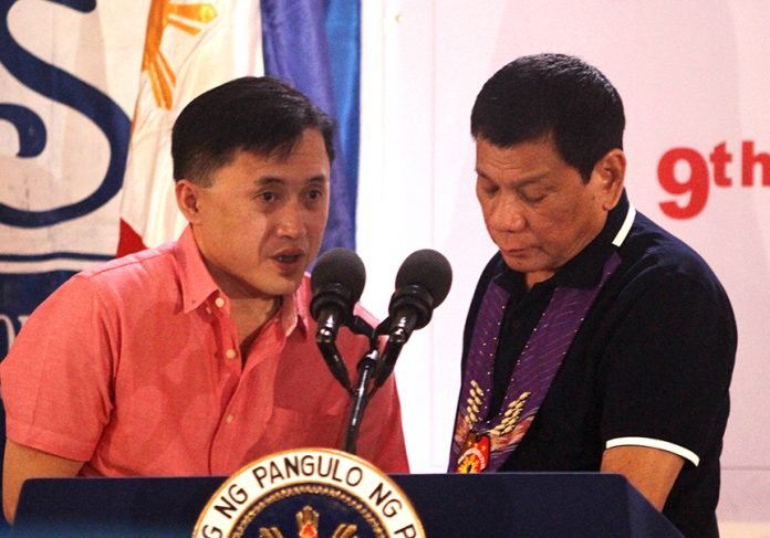 Special Assistant to the President Sec. Christopher "Bong" Go with President Rodrigo Duterte. FILE PHOTO