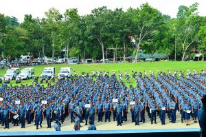 Police Regional Office 11 Regional Director PCSupt Manuel Gaerlan with the members of the command group leads the send-off of 1,446 pre-deployed personnel of PNP, AFP, Civilian and other agencies to provide security for the official launching of ASEAN 2017 Chairmanship on January 15, 2017 at Davao SMX Convention. PNP-XI Photo