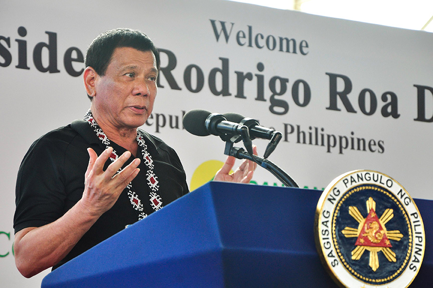 President Rodrigo Roa Duterte tells businessmen in the country not to adhere to pay-offs demanded by some government workers and to assert their right to be provided utmost quality of public service in his speech during the switch-on and kick-off ceremony of the Sarangani Energy Corporation Power Plant (SECPP) Sections 1 and 2 at Barangay Kamanga in Maasim, Sarangani on January 26, 2017. JOEY FRANCIS DALUMPINES /Presidential Photo