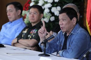 President Rodrigo Roa Duterte presides over the joint Armed Forces of the Philippines-Philippine National Police Command Conference at the Heroes Hall of Malacañan Palace on January 29, 2017. ACE MORANDANTE/Presidential Photo