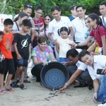 Davao City Mayor Sara Duterte-Carpio leads the release of hawksbill turtle hatchlings in Cleanergy Park, an Aboitiz-managed reserve in Punta Dumalag in Barangay Matina Aplaya, Davao City on March 21, 2017. Newsline Photo