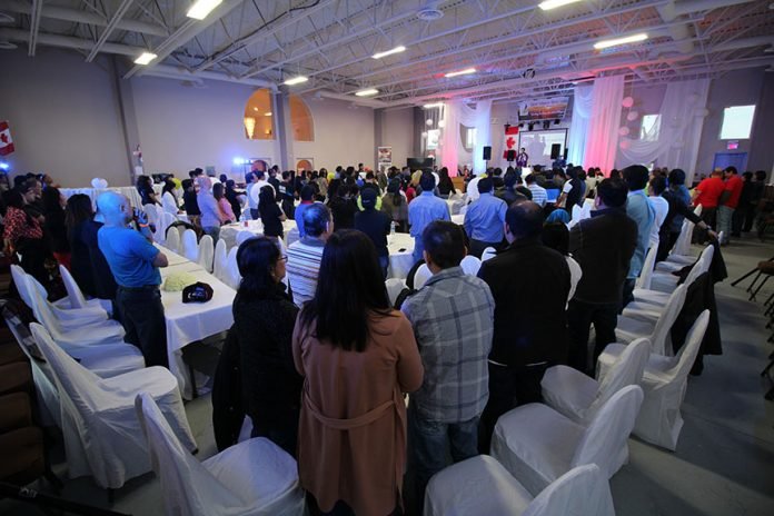 More than 300 supporters of the Duterte Volunteers Alberta Canada show up for their first "Reunion", March 18, at the PCA Edmonton, Alberta, Canada. Father Jack Diaz officiated the special mass calling on the volunteers to be patient and to continue helping their fellow Filipinos.(Photo by Moses Billacura/Newsline Philippines)