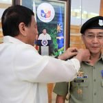President Rodrigo Roa Duterte leads the donning of rank to newly-installed Presidential Security Group (PSG) Commander Colonel Lope Dagoy during a ceremony at the at the Villamor Air Base in Pasay City on April 8, 2017. ACE MORANDANTE/Presidential Photo