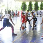 Filipino and Chinese sailors play basketball inside the Naval Forces Eastern Mindanao headquarters in Panacan, Davao City on Monday. Filipino sailors defeated the visitors 68-64. The sailors are crew members of the three Chinese warships, which was in the city from April 30 to May 2 for a goodwill visit. Newsline Photo