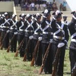 Cadets from the Philippine Military Academy Class of 2019 perform a silent drill at the University of Southeastern Philippines in Davao City on Wednesday (17 May 2017). Newsline Photo