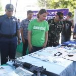 Davao City Mayor Sara Duterte and City Police Director Sr. Supt. Alexander Tagum inspects evidence gathered after a a joint operation on Friday (19 May 2017) of police and military units in 10 barangays in Davao City that targeted drug personalities, wanted persons, illegal firearms and known criminal and terror suspects. Five persons were killed after a firefight with the security forces and at least 65 others were arrested. Newsline Photo