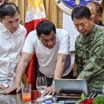 President Rodrigo Roa Duterte views the presentation being showed by Armed Forces of the Philippines chief of staff Gen. Eduardo Año related to the current developments on the terror crisis in Marawi City during a meeting in Davao City on May 29, 2017. With them is Special Assistant to the President, Christopher Bong Go. PRESIDENTIAL PHOTO