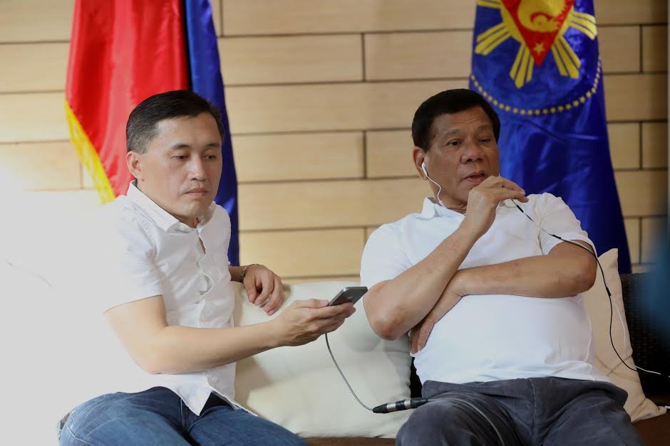 ON PHONE: President Rodrigo Duterte talks with Chinese President Xi Jinping prior to his scheduled trip in Beijing.-Photo: PPD