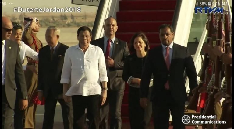 Duterte arrives in Jordan for historic visit