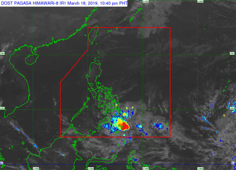 Typhoon Chedeng weakens after its landfall in  Davao Occidental at 5:30 am today
