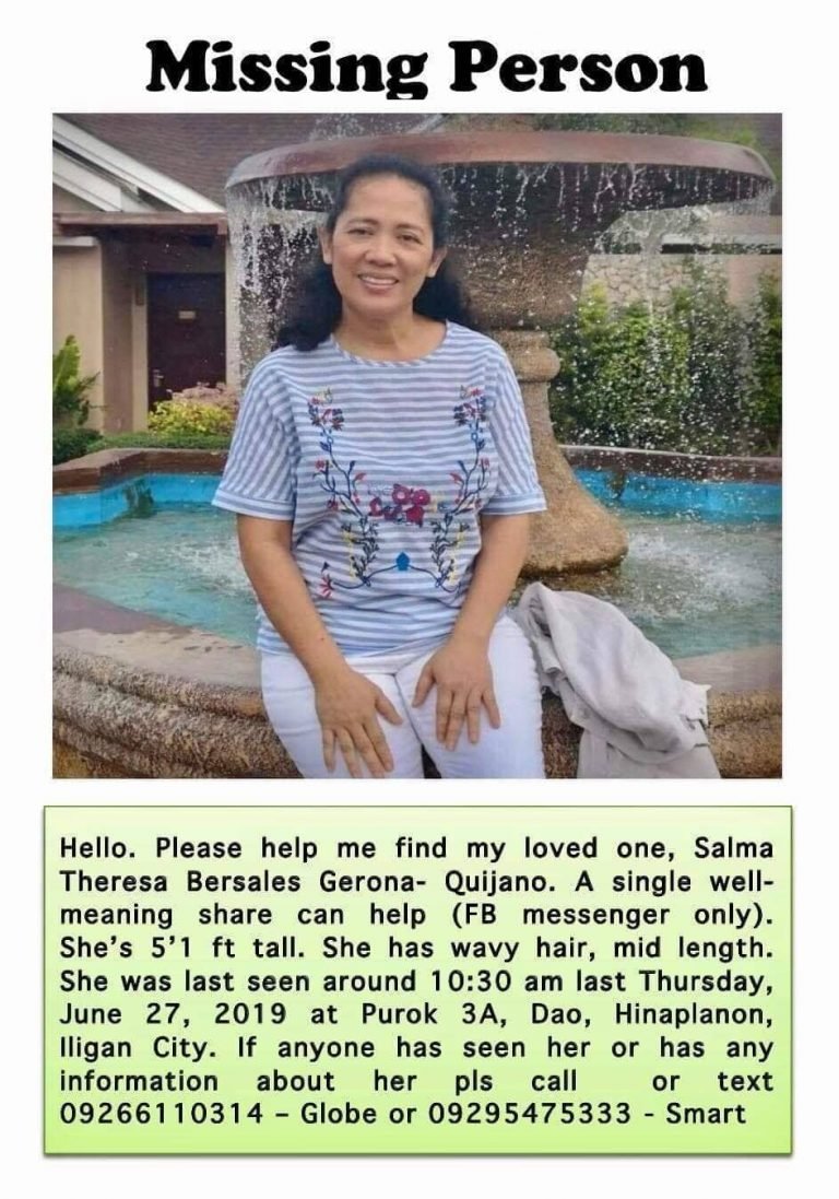 Wife of former  Iligan City Mayor missing