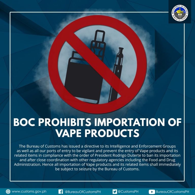 Customs issues alert vs  importation of vape products