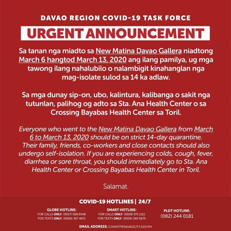 2 new Covid-19 cases in Davao City confirmed