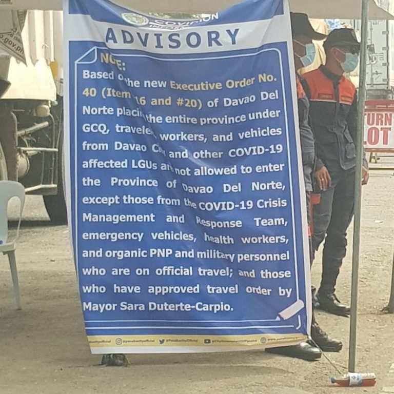 Panabo checkpoint now allows access but travellers must present ID
