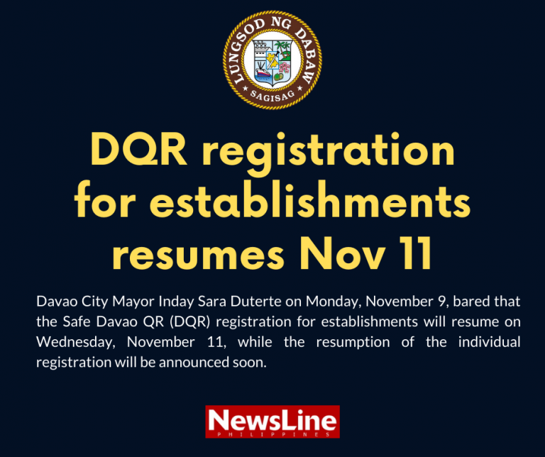 Davao QR registration for establishments resumes on Wednesday, Nov 11