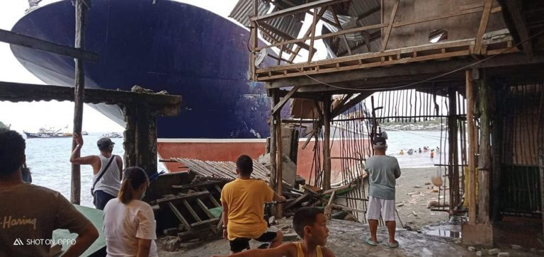 Maring washes ashore GenSan fishing vessel