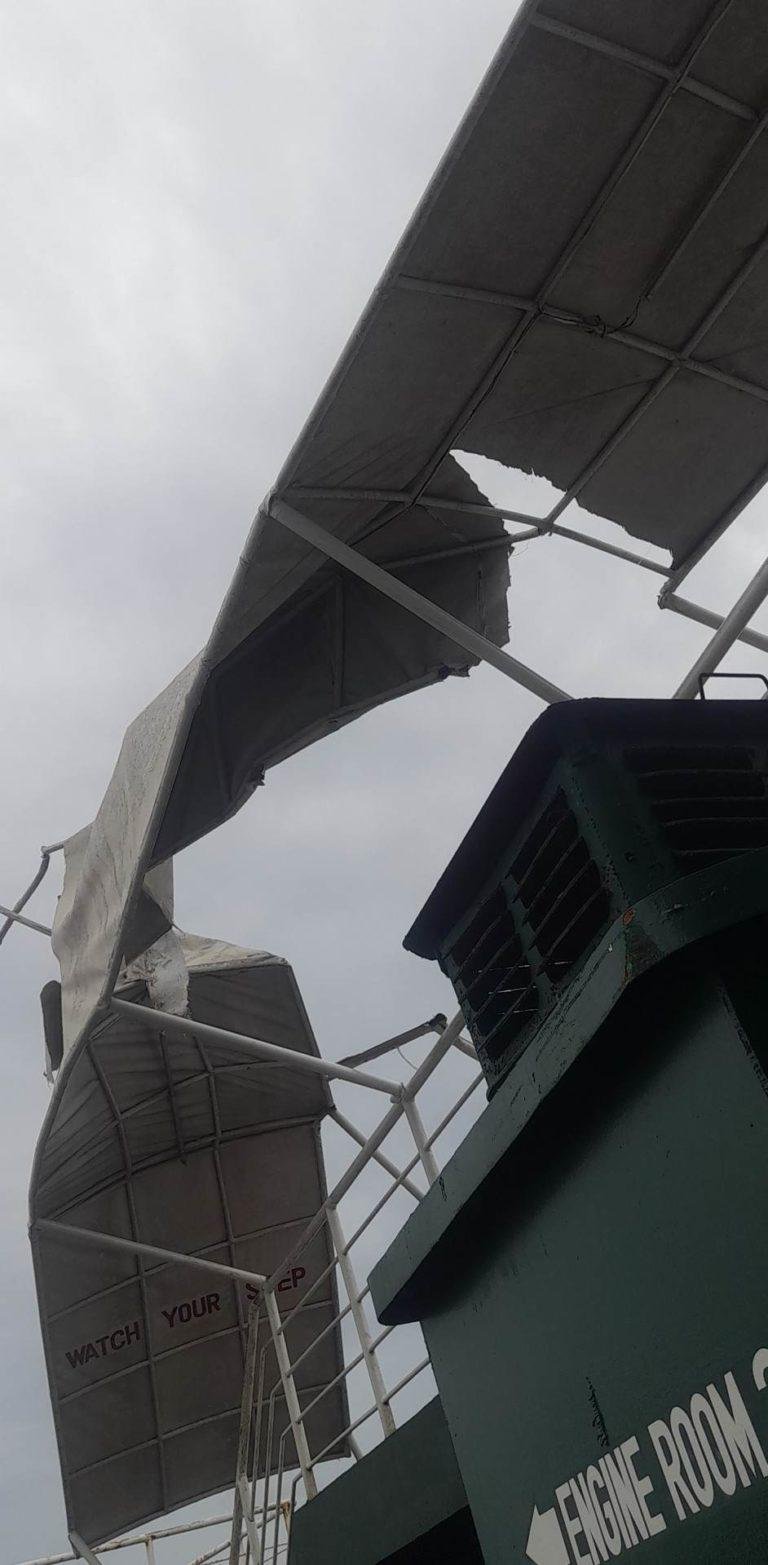 Samal passenger vessel  accidentally collides with a  Japanese warship  at  Davao port