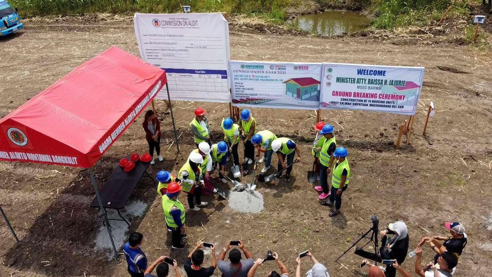 The Ministry of Social Services and Development (MSSD), through its Bahay Program, led on Oct. 3 the groundbreaking ceremony to commence the construction of the 74 housing units for the internally displaced persons at Barangay Salman in Ampatuan, Maguindanao del Norte. (Photo courtesy of MSSD)