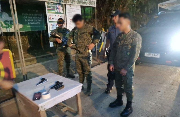 Pseudo soldiers with unlicensed firearms arrested at TF-Davao Checkpoint