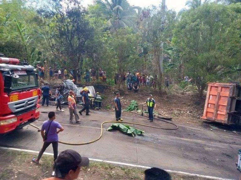 5 van passengers perished in fire after their vehicle collide with a truck