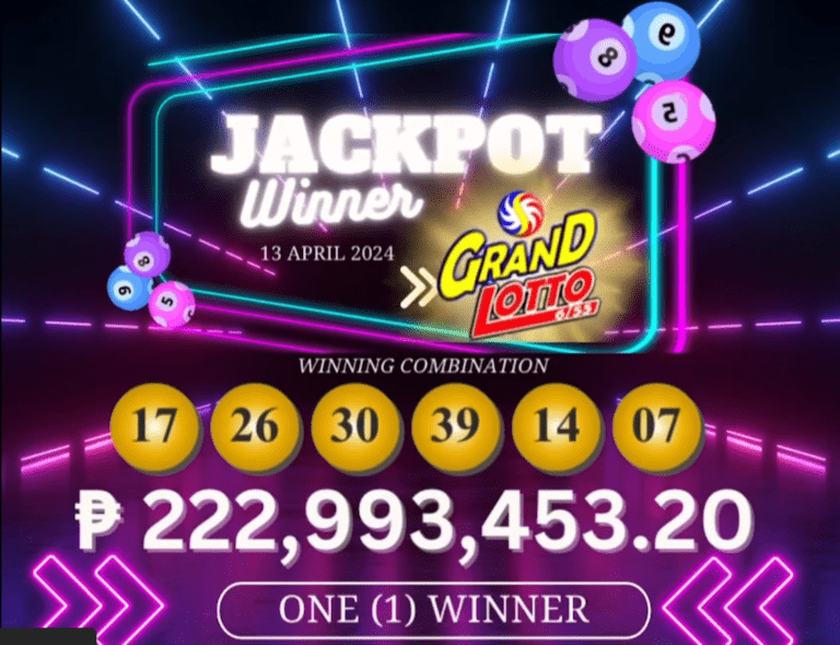 Dunay miadaug sa P222.9-million Grand Lotto 6/55 jackpot
