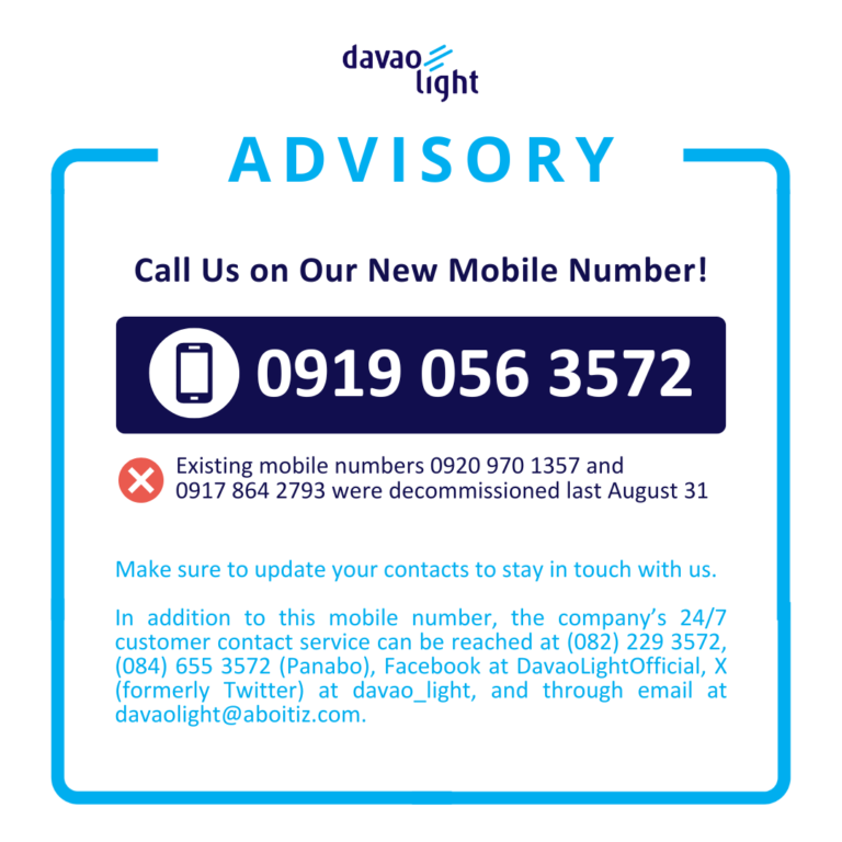 Davao Light Introduces New Mobile Number for Enhanced Customer Service