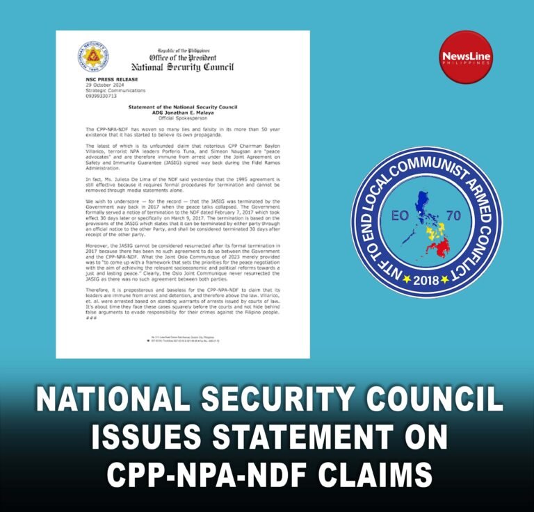 National Security Council issues statement on CPP-NPA-NDF claims