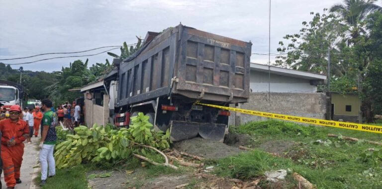 Dump truck crashes into house in Davao City, 1 dead