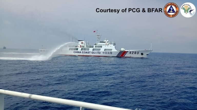 China Coast Guard blasts Filipino boats with water cannons at Panatag Shoal