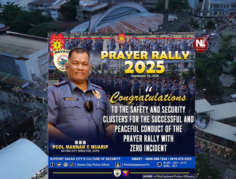 DCPO lauds peaceful conclusion of Davao City Prayer Rally