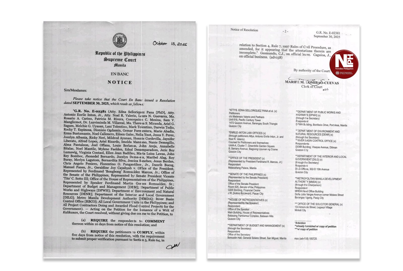SUPREME COURT ORDERS