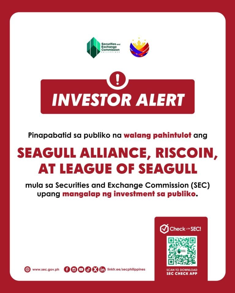 SEC Flags ‘Seagull’ Online Investment Scheme Targeting Caraga Residents
