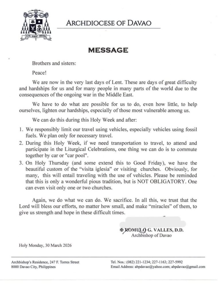 Holy Week call for sacrifice highlights deeper strain on Davaoeños