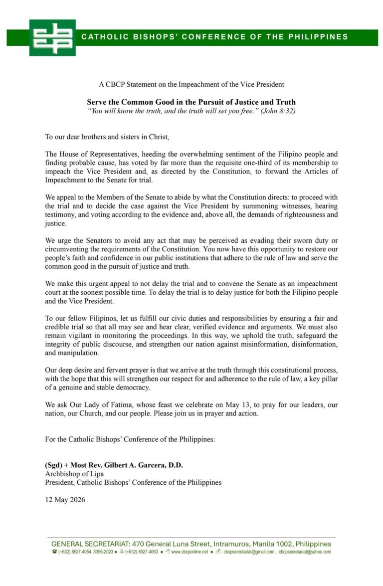 Church social action groups back impeachment trial as Senate convenes court for Sara Duterte case