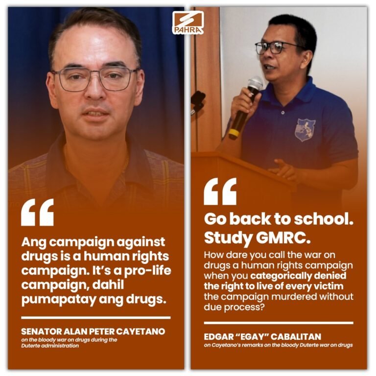 ‘GO BACK TO SCHOOL, STUDY GMRC’: PAHRA BLASTS CAYETANO OVER ‘PRO-LIFE’ DRUG WAR REMARKS