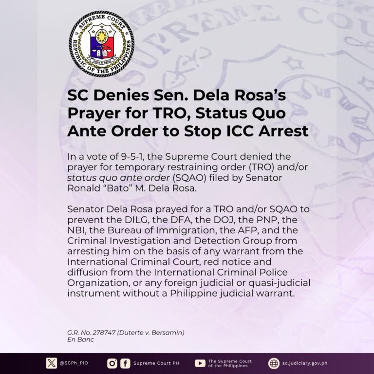 SC rebuffs Dela Rosa bid to block ICC-linked arrest moves, deepening accountability pressure