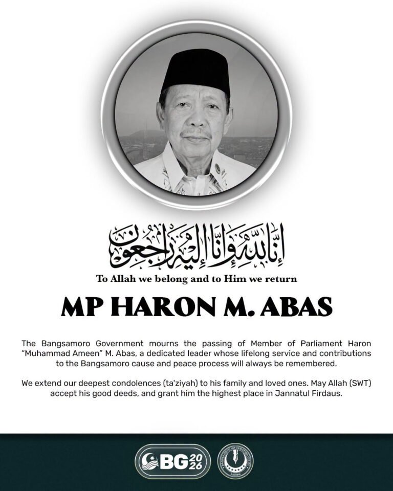 BARMM mourns passing of MILF leader, parliament member Haron Abas