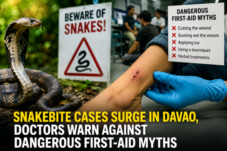 Snakebite cases surge in Davao, doctors warn against dangerous first-aid myths