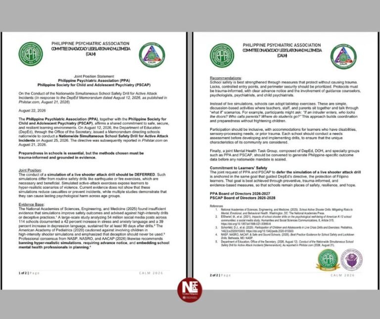Mental health groups urge DepEd to defer active-shooter school drills