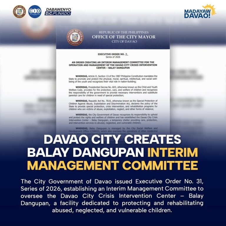 Davao City creates interim body to oversee Balay Dangupan