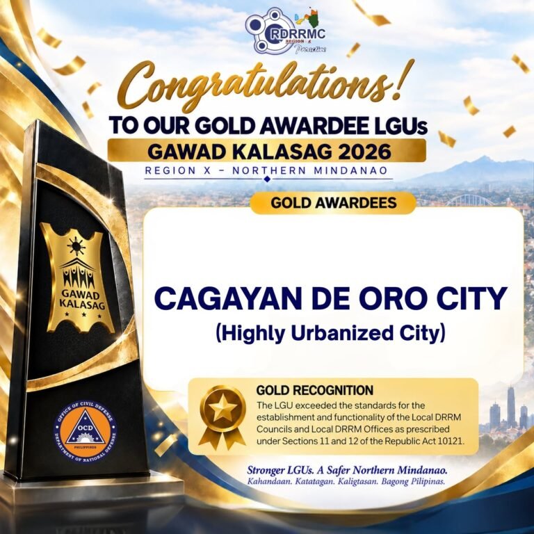 32 Northern Mindanao LGUs win gold in disaster resilience awards