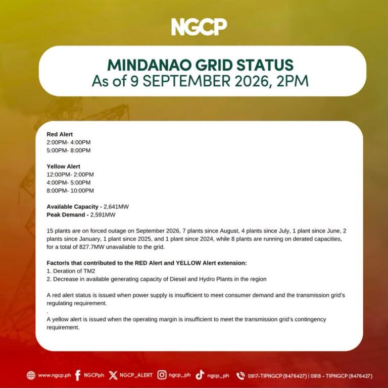 Mindanao grid pushed into red alert as power supply margin shrinks