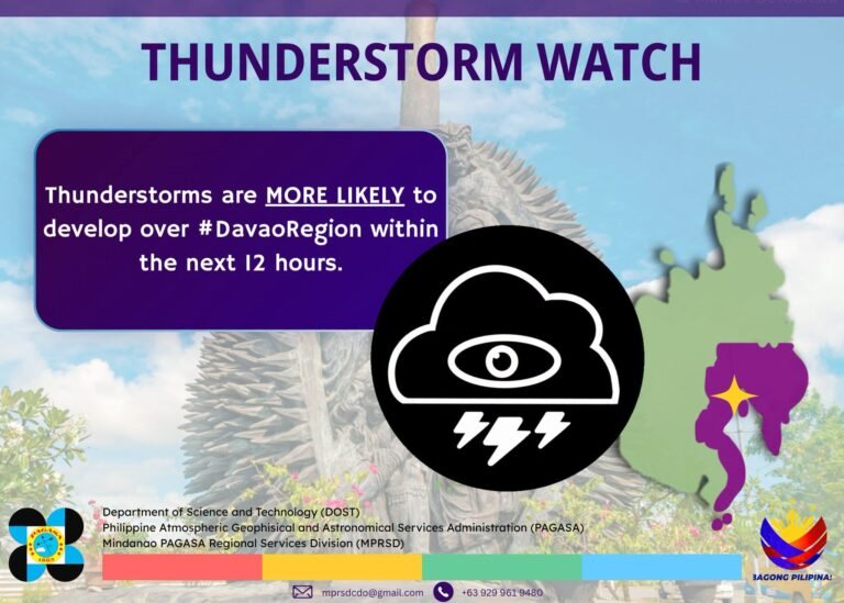 Thunderstorm Watch Issued Over Davao, Northern Mindanao